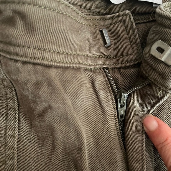 [US6]Zara Z1975 Denim Brown Military Joggers Zip Fly Lycell 23” Inseam Ankle - Picture 6 of 10